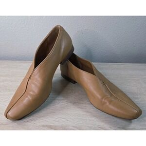 Coclico Brown Leather Minimalist Slip On Flats Square Toe Made in Spain Size...